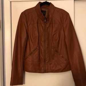 Faux leather bomber jacket